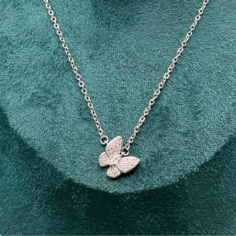 Micro Pave Butterfly Pendant Necklace NEW!